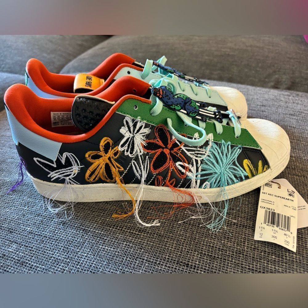 adidas Originals Black Sean Wotherspoon SUPEREARTH Superstar Sneakers.